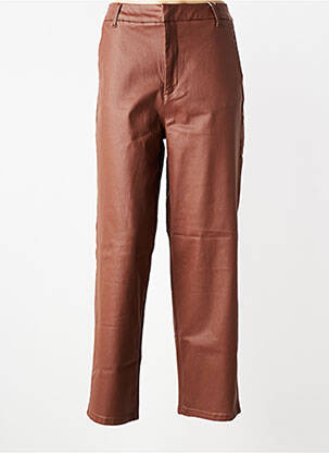 Pantalon droit fermeture zippée sous rabat boutonné taille normale marron CREAM femme