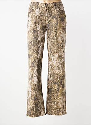 Pantalon droit fermeture zippée sous rabat boutonné vert CREAM femme