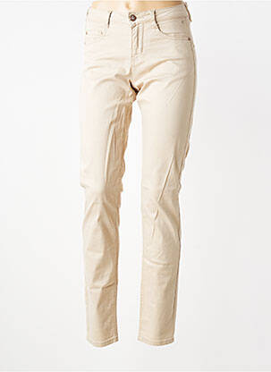 Pantalon slim tissage popeline taille normale beige CREAM femme