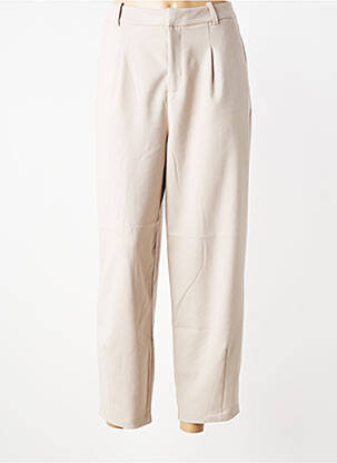 Pantalon large tissage popeline taille normale beige KAFFE femme