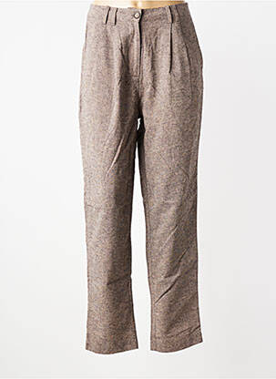 Pantalon droit fermeture zippée sous rabat boutonné taille normale marron EMILE ET IDA femme