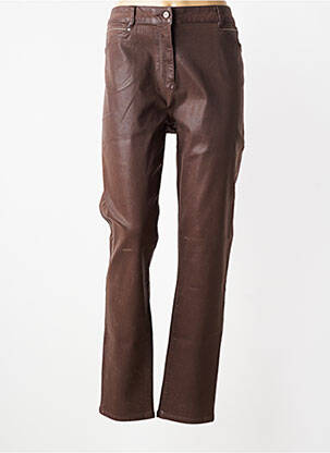 Pantalon droit stretch taille normale marron JULIE GUERLANDE femme