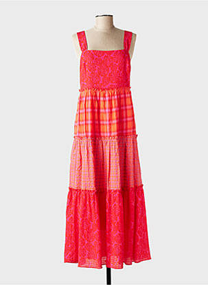 Robe longue coupe évasée fines bretelles rouge DESIGUAL femme