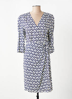 Robe mi-longue manches 3/4 manches 3/4 bleu JULIE GUERLANDE femme