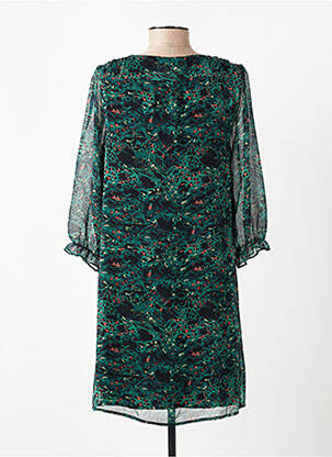 Robe mi-longue manches 3/4 manches 3/4 vert FREEMAN T.PORTER femme