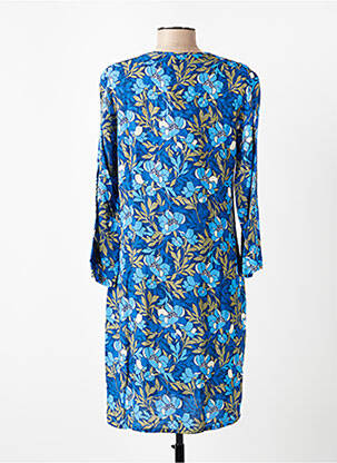 Robe mi-longue imprimé fleurs manches 3/4 bleu LE PETIT BAIGNEUR femme