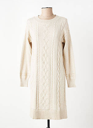 Robe pull coupe cintrée manches longues beige CREAM femme