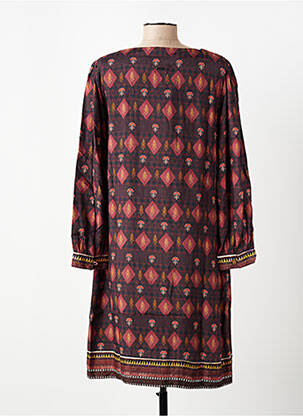 Robe mi-longue imprimé fantaisie manches longues marron AGATHE & LOUISE femme