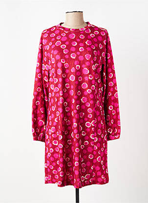 Robe mi-longue imprimé fantaisie manches longues rose AGATHE & LOUISE femme