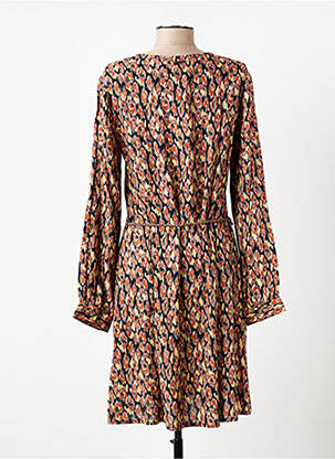 Robe mi-longue imprimé fantaisie manches longues marron AGATHE & LOUISE femme