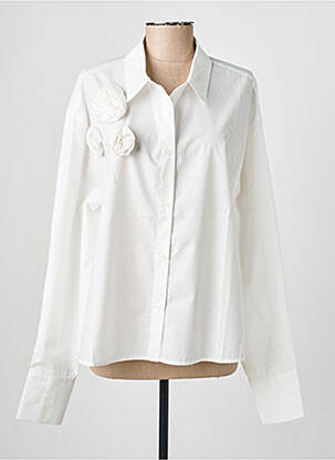 Chemisier tissage popeline manches longues blanc KAFFE femme