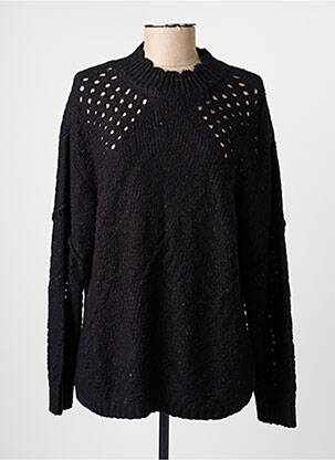 Pull maille ajourée manches longues noir CREAM femme