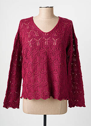 Pull maille ajourée manches longues violet L'ATELIER D'ANNA femme