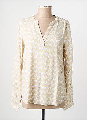 Blouse imprimé fantaisie manches longues beige KAFFE femme