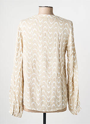 Blouse imprimé fantaisie manches longues beige KAFFE femme