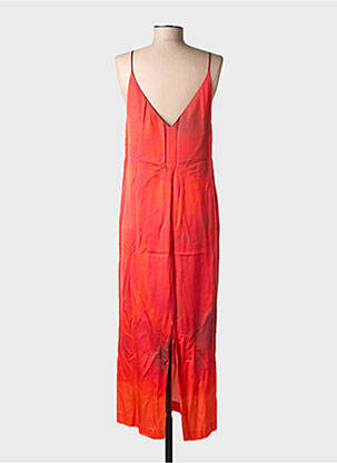 Robe longue coupe fluide fines bretelles orange MASSIMO DUTTI femme