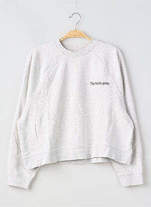 Sweat-shirt broderie manches longues gris ASOS femme