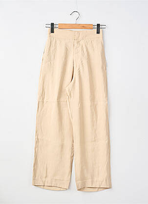 Pantalon droit tissage popeline taille haute beige GUAJA femme