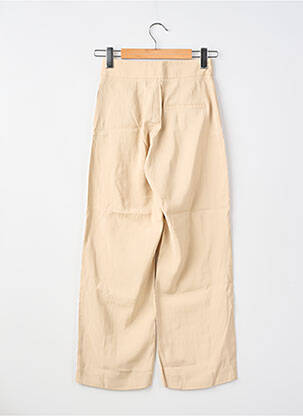 Pantalon droit tissage popeline taille haute beige GUAJA femme