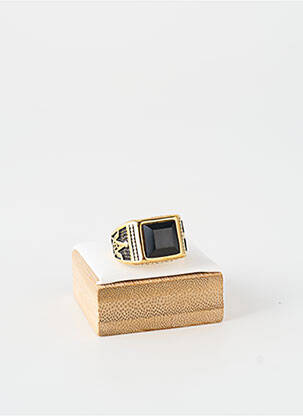 Bague ornement pierre noir TATA GISELE homme