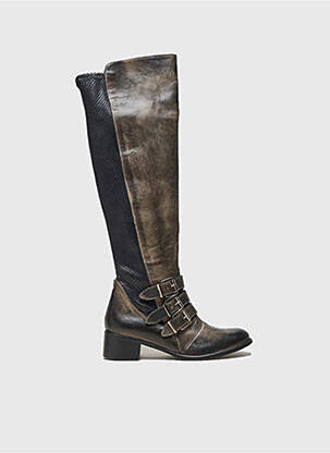Cuissardes tissage satiné talon de 4 à 6cm gris EMANUELE CRASTO femme