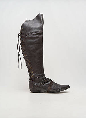 Bottes tissage satiné talon plat jusqu'à 3cm marron PASTELLE femme