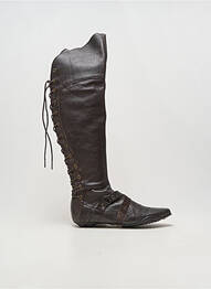 Bottes tissage satiné talon plat jusqu'à 3cm marron PASTELLE femme
