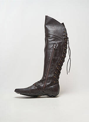 Bottes tissage satiné talon plat jusqu'à 3cm marron PASTELLE femme
