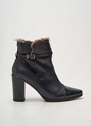 Bottines/boots tissage satiné talon de 7 à 9cm bleu HISPANITAS femme