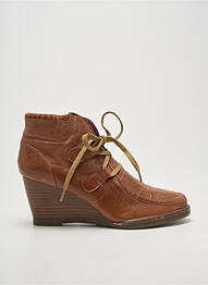 Bottines/boots tissage satiné talon de 7 à 9cm marron KARSTON femme