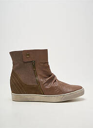 Bottines/boots tissage satiné talon plat jusqu'à 3cm marron MADISON femme