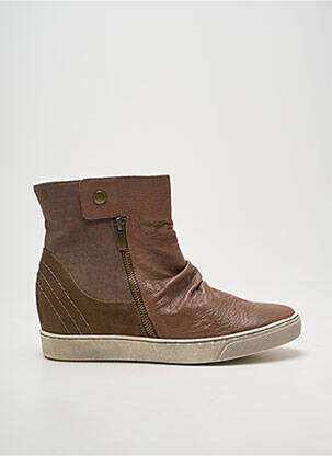 Bottines/boots tissage satiné talon plat jusqu'à 3cm marron MADISON femme
