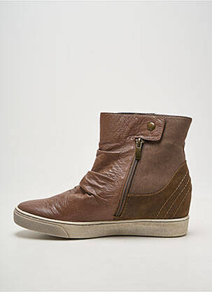 Bottines/boots tissage satiné talon plat jusqu'à 3cm marron MADISON femme