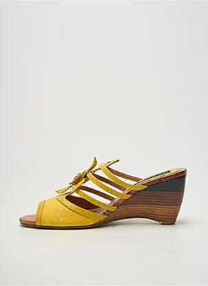 Mules/sabots bout ouvert talon de 7 à 9cm jaune DIA NOIR femme
