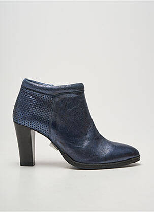Bottines/boots tissage satiné talon de 7 à 9cm bleu MYMA femme