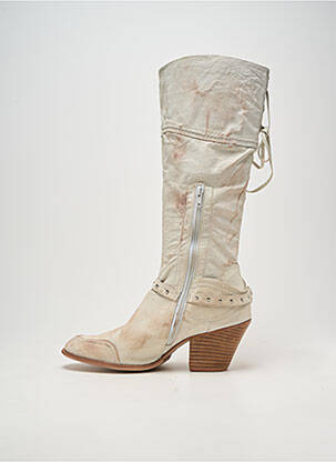 Bottes cubain talon de 7 à 9cm blanc ILARIO FERUCCI femme