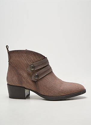 Bottines/boots tissage satiné talon de 4 à 6cm marron HISPANITAS femme