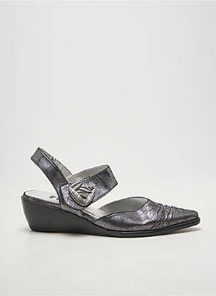Sandales/nu pieds tissage satiné talon de 4 à 6cm argent FIDJI femme