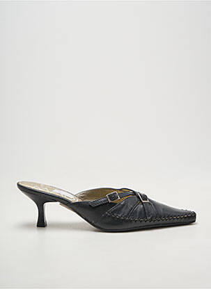 Mules/sabots tissage satiné talon de 4 à 6cm noir MADISON femme