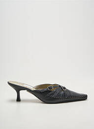 Mules/sabots tissage satiné talon de 4 à 6cm noir MADISON femme