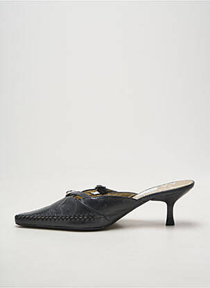 Mules/sabots tissage satiné talon de 4 à 6cm noir MADISON femme