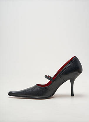 Escarpins tissage satiné talon de 7 à 9cm noir TOO MUCH femme