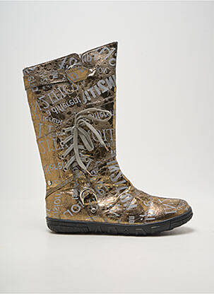 Bottes tissage satiné talon plat jusqu'à 3cm or NO BLUES femme