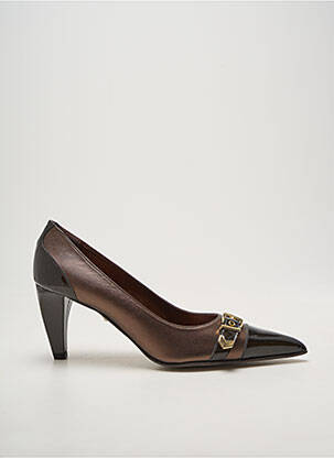 Escarpins matière lisse talon de 7 à 9cm marron BRENDA ZARO femme