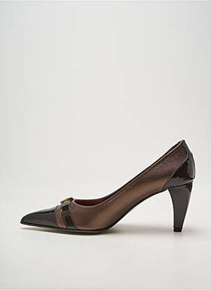 Escarpins matière lisse talon de 7 à 9cm marron BRENDA ZARO femme