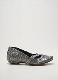 Ballerines tissage satiné talon plat jusqu'à 3cm argent PACO VALIENTE femme