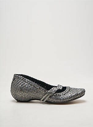 Ballerines tissage satiné talon plat jusqu'à 3cm argent PACO VALIENTE femme