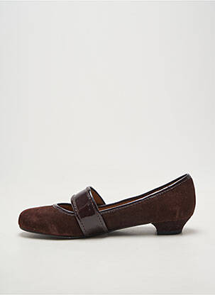 Ballerines fermeture scratch talon plat jusqu'à 3cm marron INDOCHINE 1928 femme