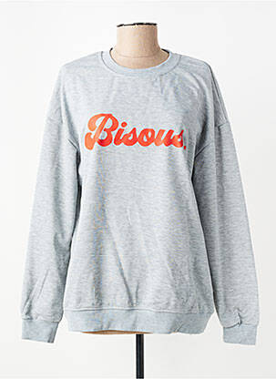 Sweat-shirt stretch manches longues gris SANS MARQUE femme
