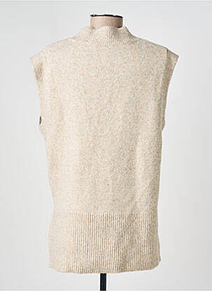 Pull tissage chiné sans manche beige C'EST BEAU LA VIE femme